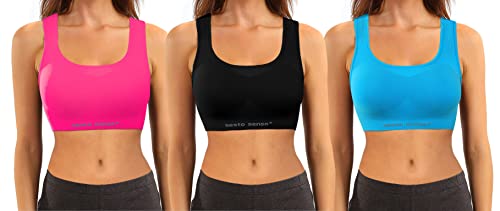 sesto senso Sport BH Nahtlos 3er Pack Damen Racerback Starker Halt ohne Bügel L/XL PTB von sesto senso