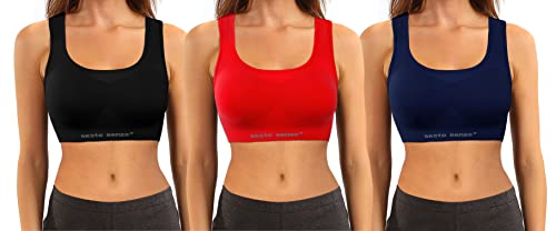 sesto senso Sport BH Nahtlos 3er Pack Damen Racerback Starker Halt ohne Bügel S/M RBB von sesto senso