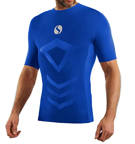 sesto senso Sportunterhemden Herren Kurzarm Thermounterhemd Kompressionsshirt Unterziehshirt XXL/3XL Blau Royal von sesto senso