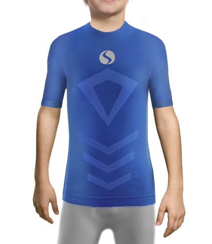 sesto senso Sportunterhemden Kind Junge Kurzarm Thermounterhemd Kompressionsshirt Unterziehshirt 4XS/3XS Blau Royal von sesto senso