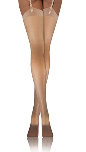 sesto senso Strapsstrümpfe 20 Den Strumpfhose mit Strumpfhalter Strapse Strümpfe zum Anstrapsen 3/4 M-L Beige von sesto senso