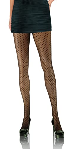 sesto senso Strumpfhosen Damen Muster 20 Den Transparent Feinstrumpfhose Gemusterte verbundene Punkte 09 Schwarz 4 von sesto senso