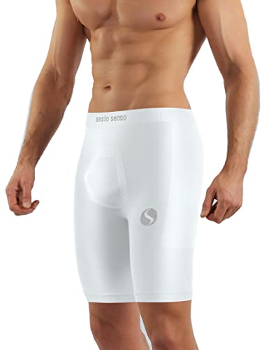 sesto senso Unterziehhose Herren Radlerhose Radhose Kurz Unter Shorts Sport Eng L/XL Weiss White weiß von sesto senso