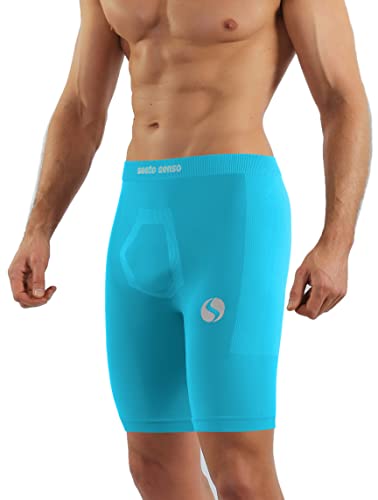 sesto senso Unterziehhose Herren Radlerhose Radhose Kurz Unter Shorts Sport Eng L/XL hellblau Türkis Blue von sesto senso