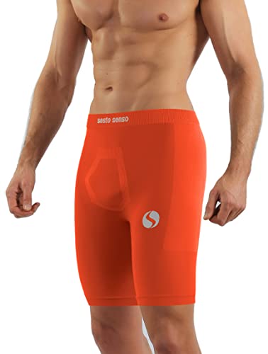sesto senso Unterziehhose Herren Radlerhose Radhose Kurz Unter Shorts Sport Eng XXL/3XL Orange von sesto senso
