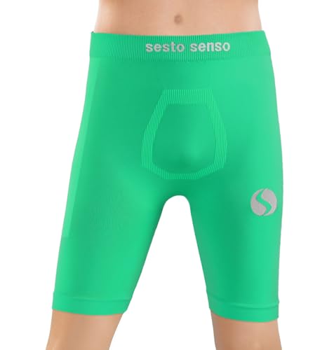 sesto senso Unterziehhose Kinder Jungen Radlerhose Radhose Kurz Unter Shorts Sport Eng 2XS/XS Green Grün von sesto senso