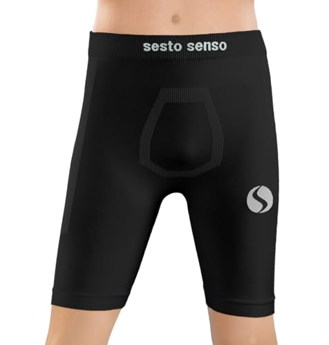 sesto senso Unterziehhose Kinder Jungen Radlerhose Radhose Kurz Unter Shorts Sport Eng 4XS/3XS Schwarz Nero von sesto senso