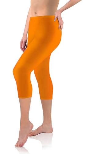 sesto senso Viskose Leggings für Damen 3/4 Lang Orange Mädchen Fitnesshose Sporthose Bunte Yoga 4XL Mango von sesto senso