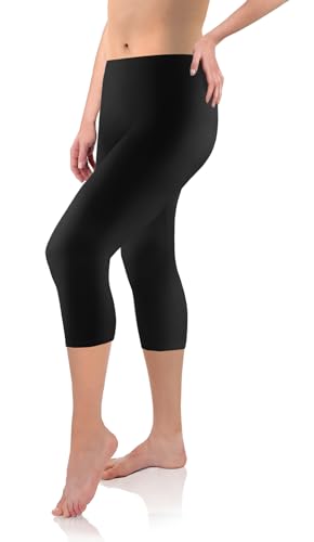 sesto senso Viskose Leggings für Damen 3/4 Lang Schwarz Mädchen Fitnesshose Sporthose Bunte Yoga 3XL Black von sesto senso