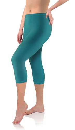 sesto senso Viskose Leggings für Damen 3/4 Lang dunkelgrün Mädchen Fitnesshose Sporthose Bunte Yoga XL Morski von sesto senso