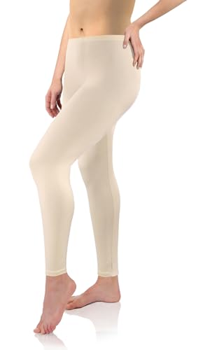 sesto senso Viskose Leggings für Damen lang Mädchen Fitnesshose Sporthose Bunte Yoga M Beige von sesto senso