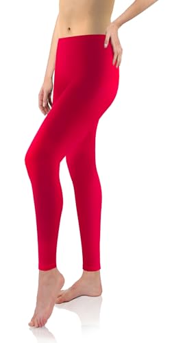 sesto senso Viskose Leggings für Damen lang Rot Mädchen Fitnesshose Sporthose Bunte Yoga 3XL Red von sesto senso