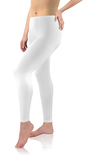 sesto senso Viskose Leggings für Damen lang Weiß Weiss Mädchen Fitnesshose Sporthose Bunte Yoga 3XL White von sesto senso