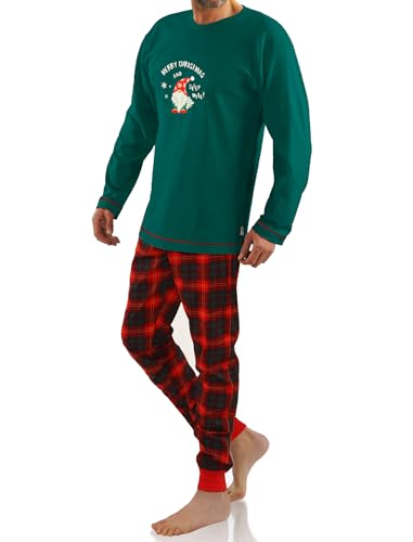 sesto senso Weihnachtsschlafanzuge Herren weihnachtspyjama Schlafanzug Lang Baumwolle Bündchen Langarm Shirt Zweiteilig Set Nachtwäsche XXL Grün 2576 von sesto senso