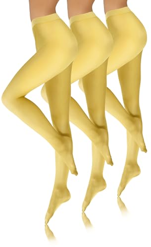 sesto senso strumpfhosen damen 3 pack Gelb 40 den Bunte Blickdicht Microfaser 40-42 3 M Gelb von sesto senso