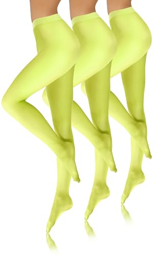 sesto senso strumpfhosen damen 3 pack Gelb Neon 40 den Bunte Blickdicht Microfaser 40-42 3 M Neongelb von sesto senso
