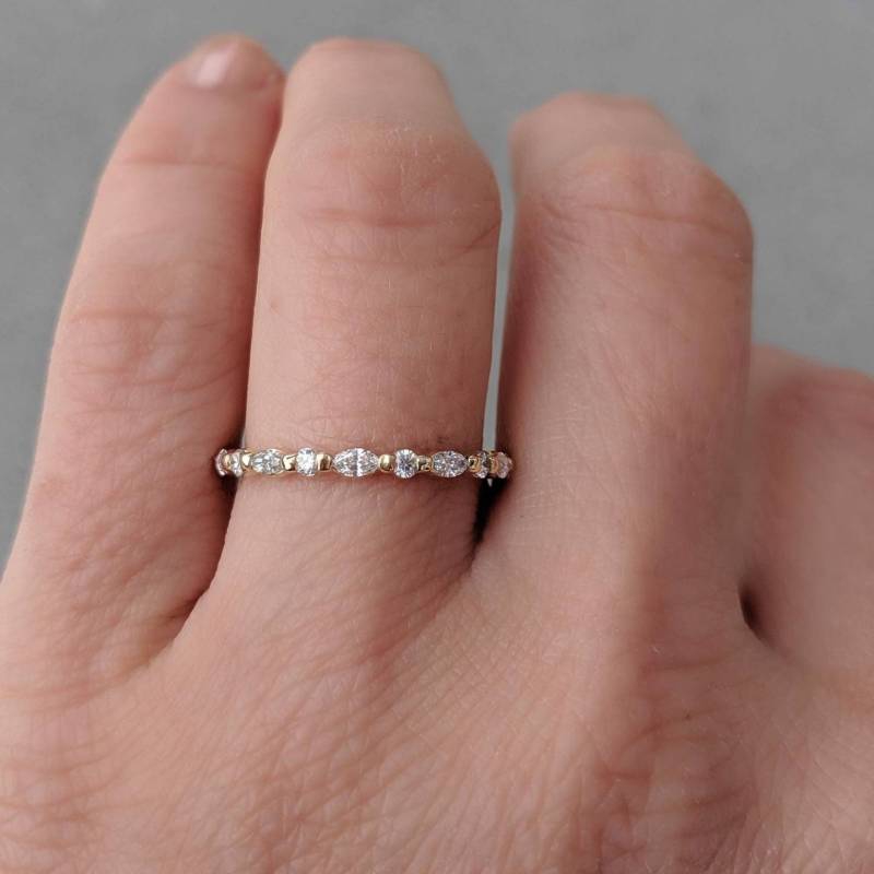 Marquise Runder Diamant Ehering Anya - Full Eternity Band. 14K, 18K Gold Oder Platin von sevgijewelry