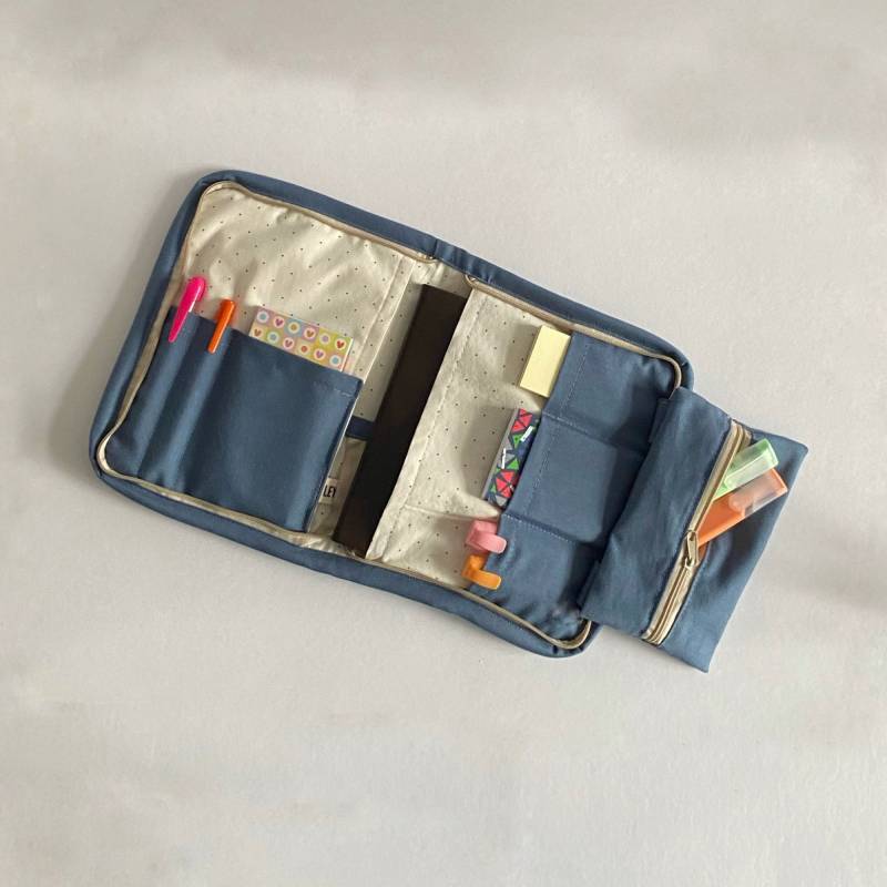 Canvas Planer Tasche, Reißverschluss A5 Notebook Hülle, Journal Organizer, Accessoires, Stoff Organizer Buchhülle von sewingjobs