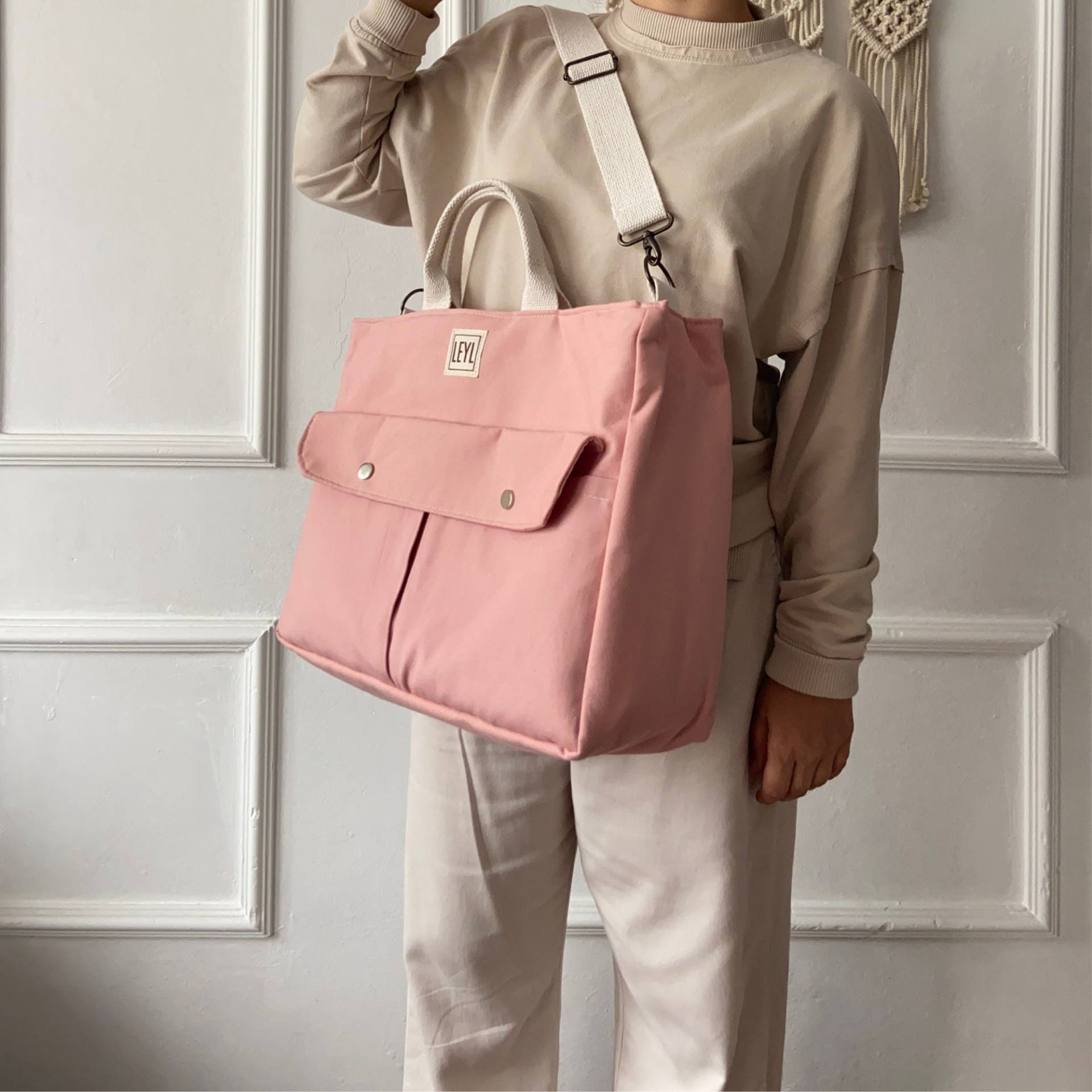 Einkaufstasche Mit Fächern, Stoff Multi Pocket Tasche, Xxl Für Lehrer Laptoptasche, Große Geldbörse Reißverschluss, Crossbody-Einkaufstasche von sewingjobs