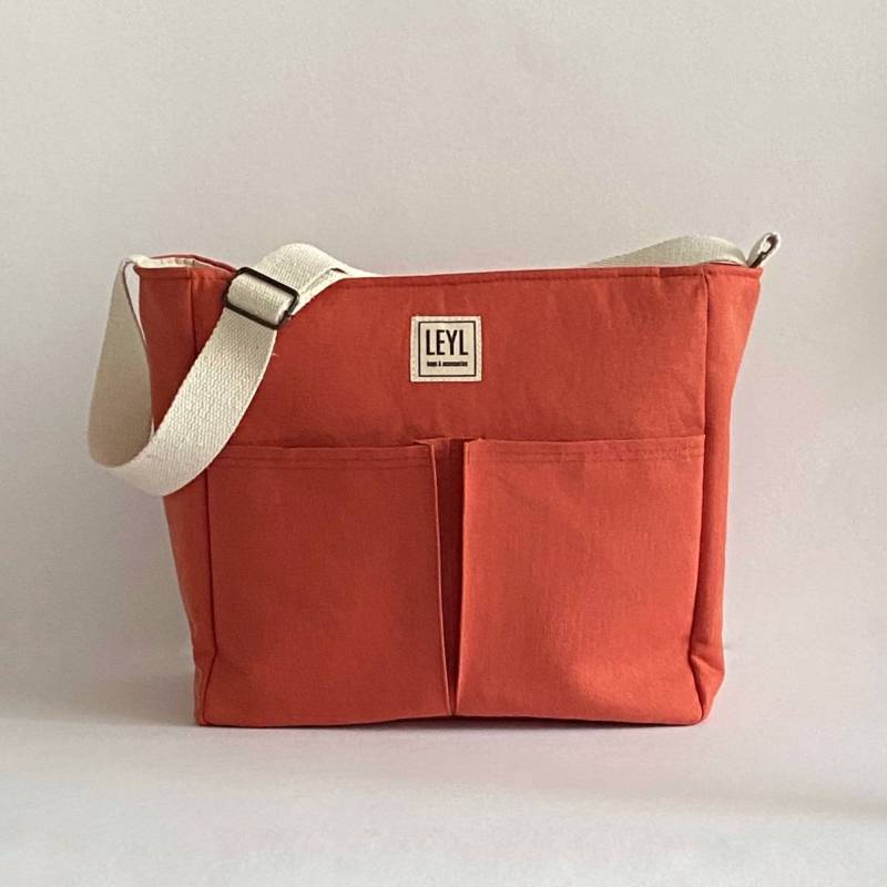 Große Crossbody-Einkaufstasche Mit Fächern, Canvas Tasche Reißverschluss, Schultertasche Mehreren Taschen, Lehrertasche Laptoptasche von sewingjobs
