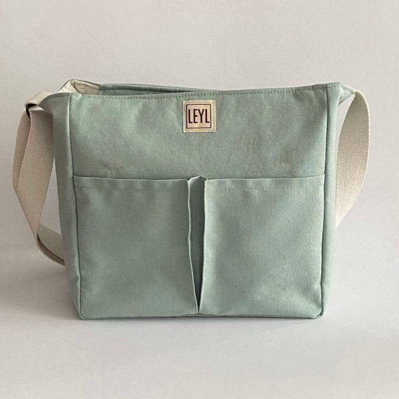 Große Crossbody-Einkaufstasche Mit Fächern, Canvas Tasche Reißverschluss, Schultertasche Mehreren Taschen, Lehrertasche Laptoptasche von sewingjobs