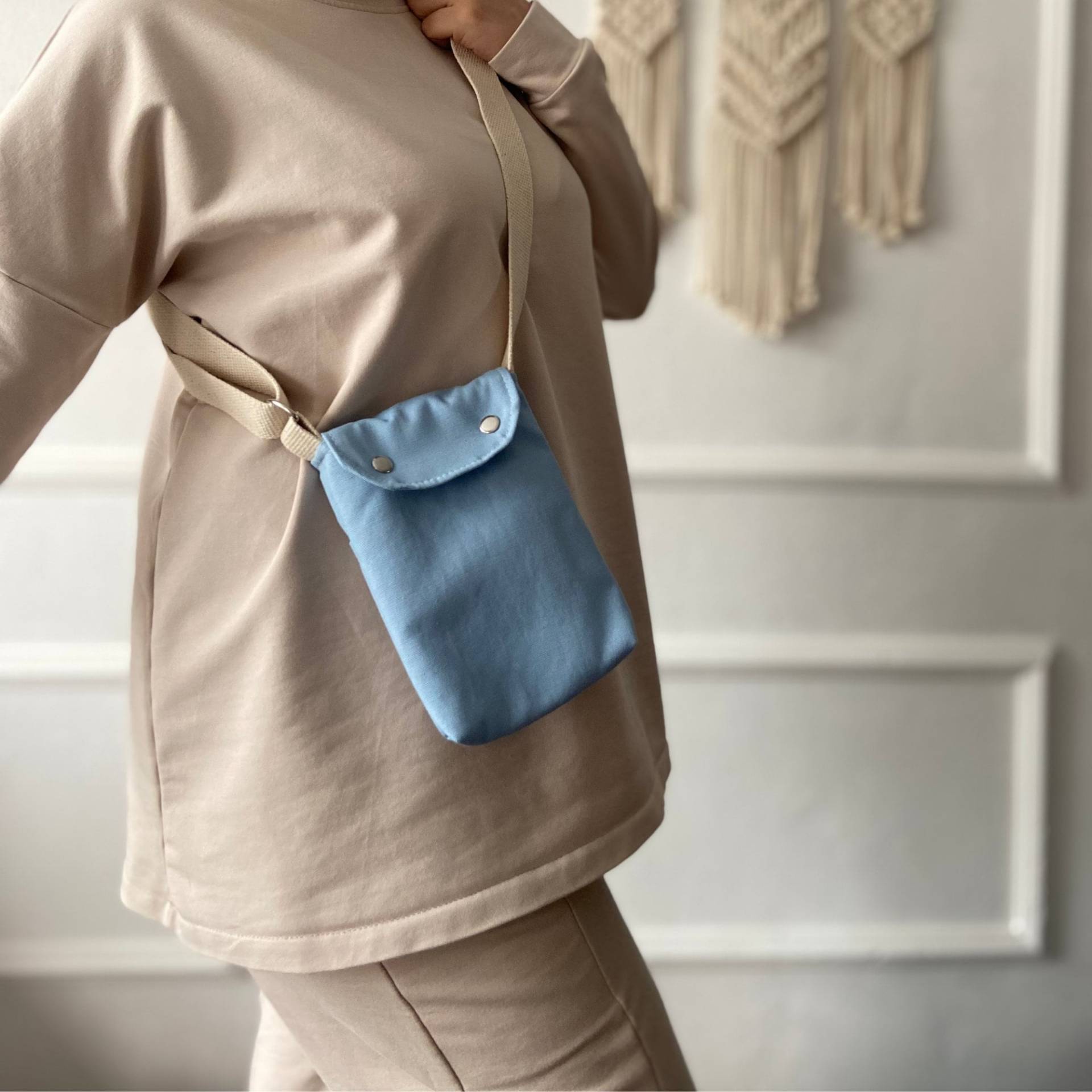 Handytasche Aus Baumwolle Für Frauen, Blaue Canvas Kleine Brieftasche Crossbody-Tasche Mit Multi-Taschen, Ihn, Sie von sewingjobs