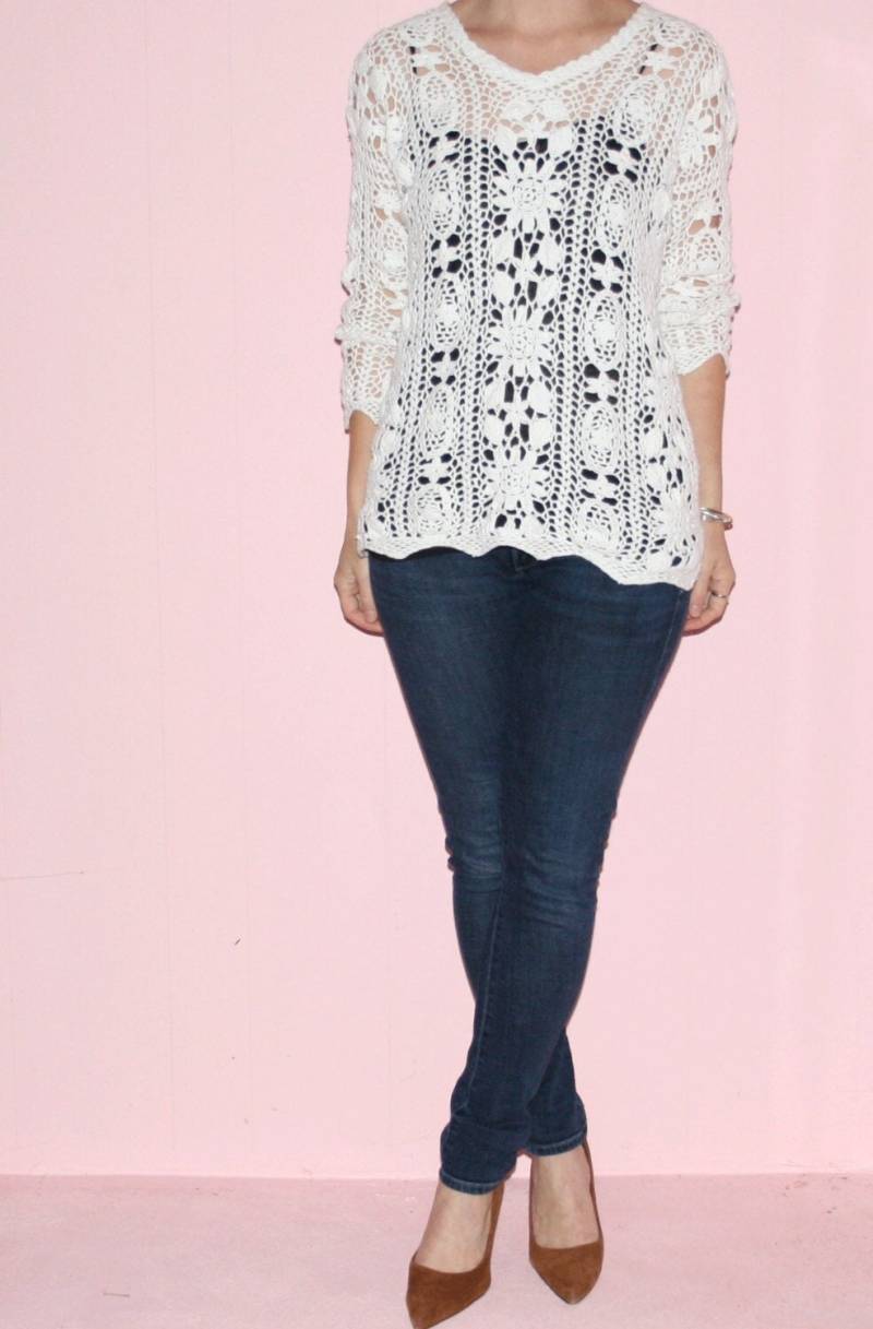 Makramee/Weißer Pullover Medium von sewjustified