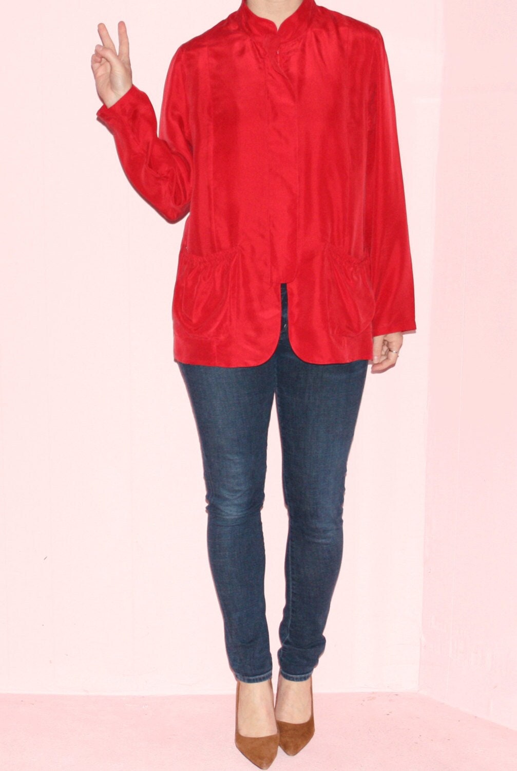Rote Jacke/Kimono/Seide/Medium von sewjustified