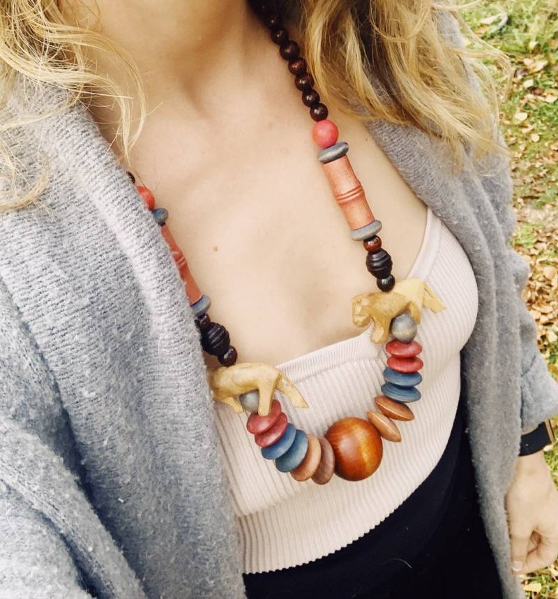 Vintage Holzperlen Halskette von sewjustified