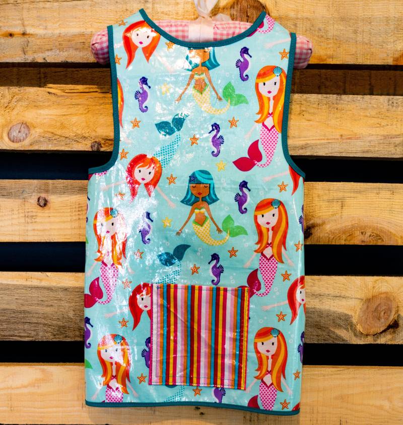 Art Smock Schürze - Mädchen Liebe Meerjungfrauen Vinyl Passt 2 T-4 T von sewkors