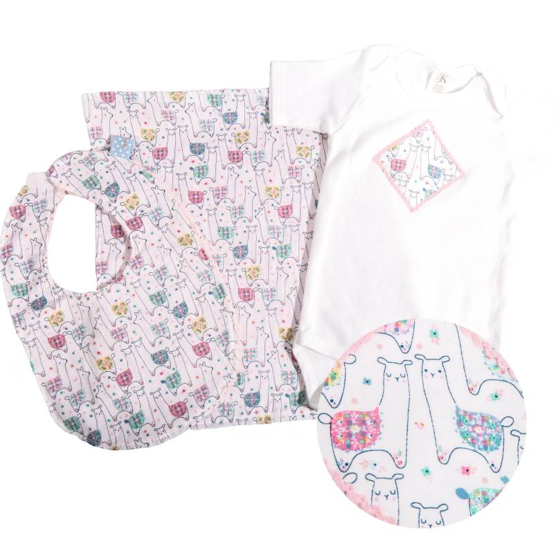 Lama Baby Geschenk-Set - Enthält Lätzchen, Body, Burp Tuch Erhältlich in Größe Neugeborenen 24 Monate von sewkors