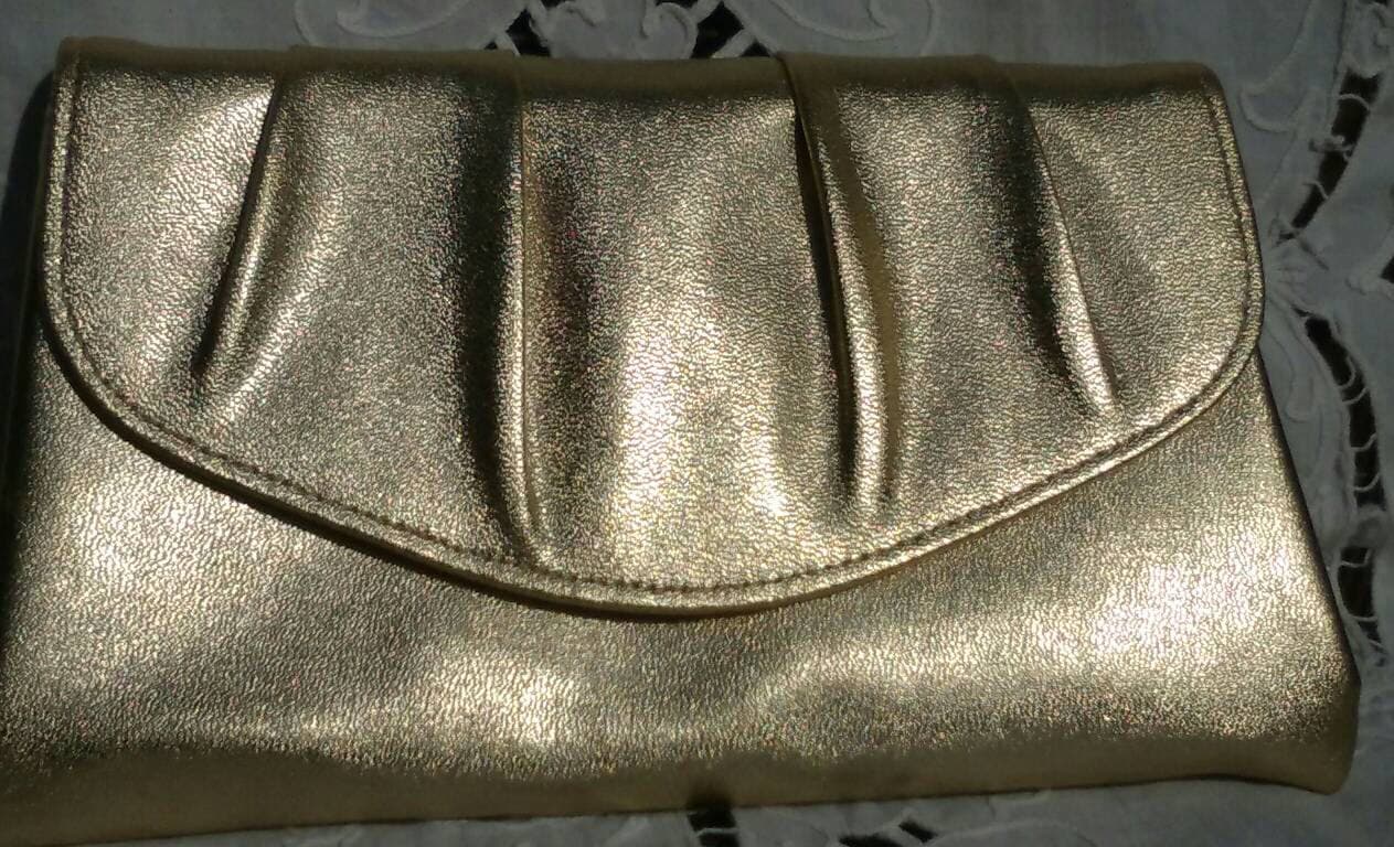 Vintage 1980Er Gold Clutch, Plissee Gold Abendtasche, Kunstleder Formales Accessoire, Braut Clutch Geldbörse von sewnansidesigns