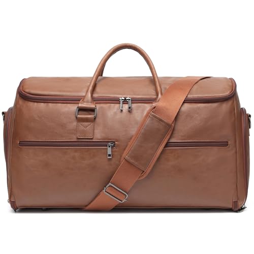 Handgepäcktasche für Reisen, wandelbare Kleidertasche für Männer und Frauen, 2-in-1 Hängetasche, Koffer, Anzug, Businesstasche, A01 Braun, Kleidersack von seyfocnia