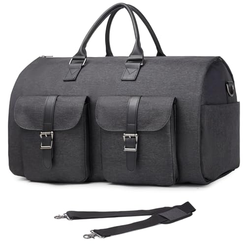 Umwandelbarer Reise-Kleidersack, Handgepäcktasche für Männer und Frauen, 2-in-1 Hängetasche, Anzug, Business-Reisetasche, [2P] Grau, modisch von seyfocnia