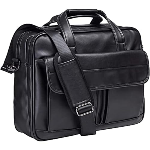 seyfocnia Herren Messenger Bag 17.3 Zoll Laptop Aktentasche Business Satchel Computer Handtasche Schultertasche für Männer (Schwarz), Schwarz , 17.3 inch von seyfocnia