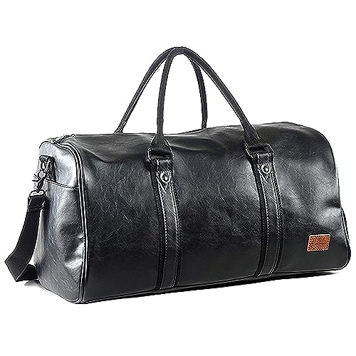 Reisetaschen Herren Leder Wasserdicht Weekender Tasche Großen Kapazität Reisetasche Unisex Vintage Handgepäck Bag schwarz Reisetaschen Herren Leder Wasserdicht Weekender Tasche Großen Kapazität Reisetasche Unisex Vintage Handgepäck Bag schwarz von seyfocnia