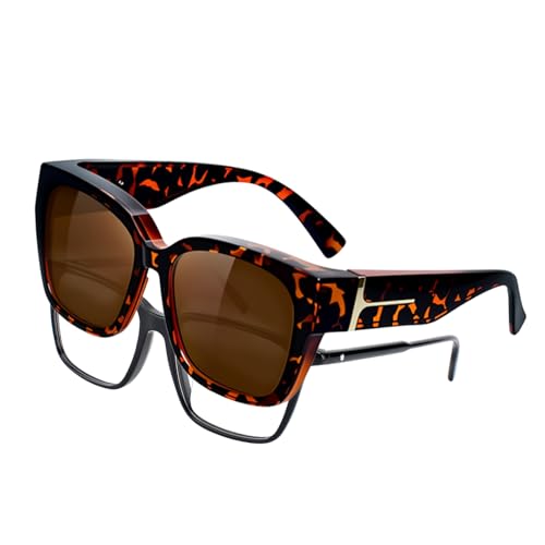 shallyong Polarised Sunglasses, Sunglasses for Glasses Wearers, UV400, Protection Anti-Glare Over-Top, fit Over Glasses, Schutz Übergroß (Braun) von shallyong