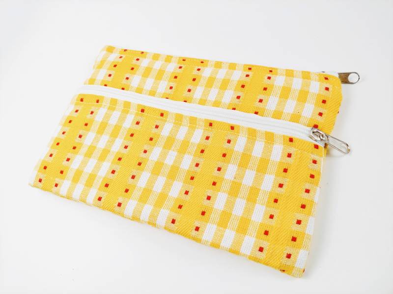 Gelbe Handtasche, Gelben Bleistift Fall, Handgemachte Reisetasche, Zwei Tasche Geldbörse, Gepolsterte Tasche, Reißverschluss Kleine Hand Aus Tasche von shanidesigns15