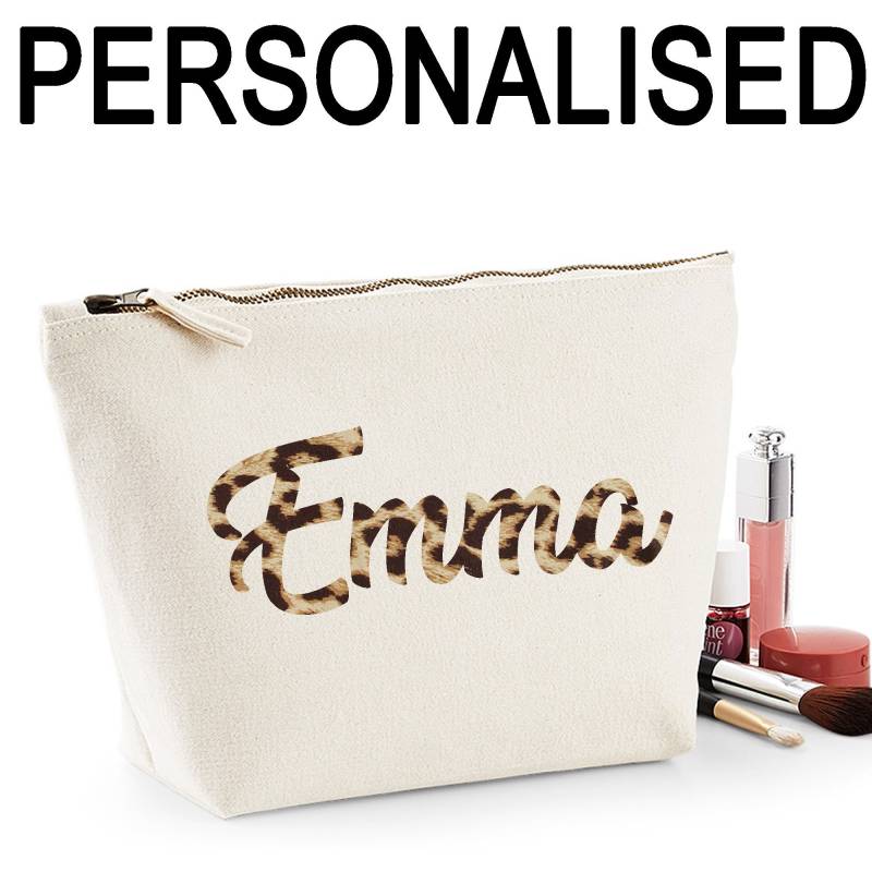 Best Friend Gift Leopard Print Personalisiert Name Women Es Make Up Accessory Makeup Bag von shaniztoons