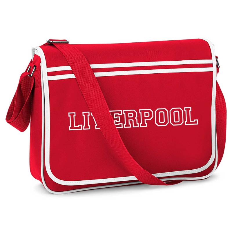 Liverpool Gift Retro Mens Football Sports College University Messenger Man Bag von shaniztoons