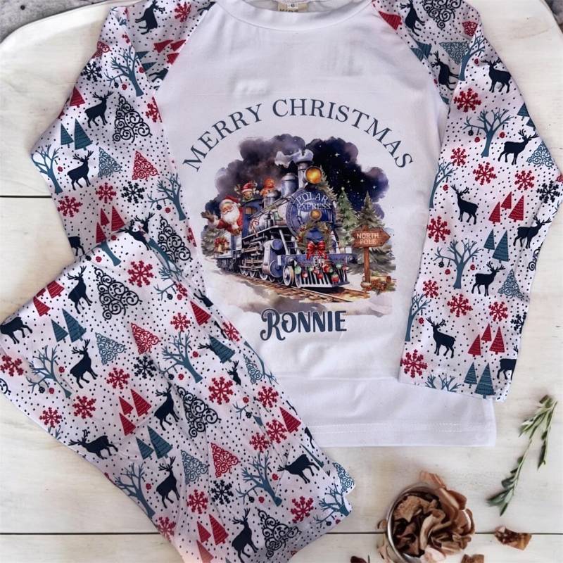 Personalisierte Polar Express Pyjamas | Familien Weihnachtspyjama von shanpersonalprints