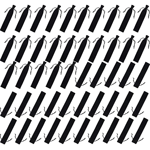 shanpu 100 Stück Samt-Stiftebeutel mit Kordelzug, Einzel-Stifthalter, Verpackungshüllen für Schule, Büro, Geschäft, Schwarz von shanpu