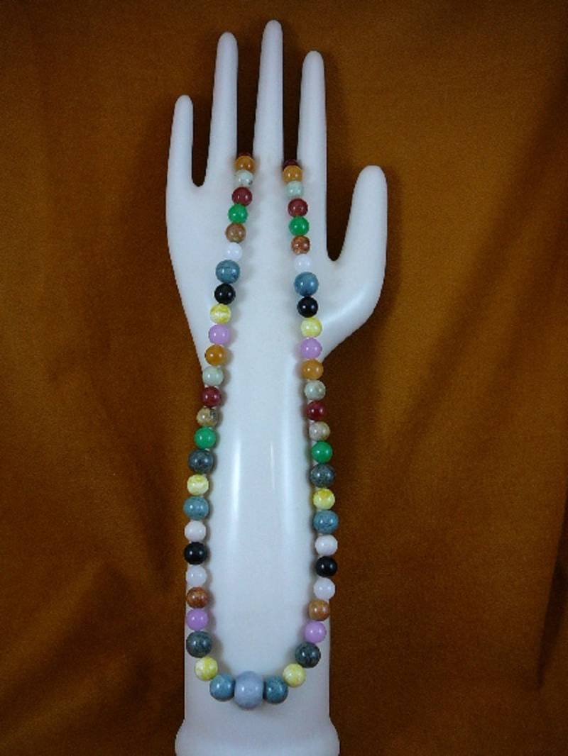 25 Zoll Lange Regenbogen Bunt Achat + Karneol Perlen Halskette Schmuck V55-2 von sharkman123