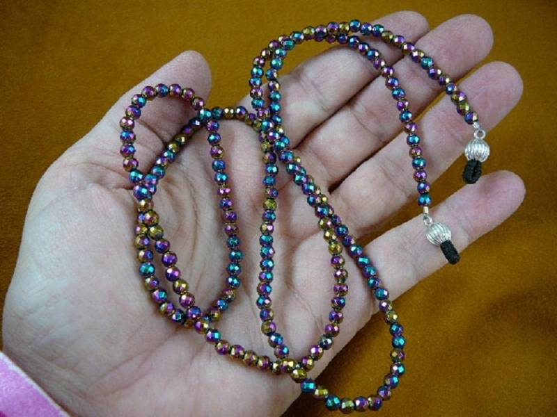 Lila Grün Regenbogen Hämatit Edelstein 32" Brillen-Perlen Leine Halter Halskette Langkette E99-3 von sharkman123