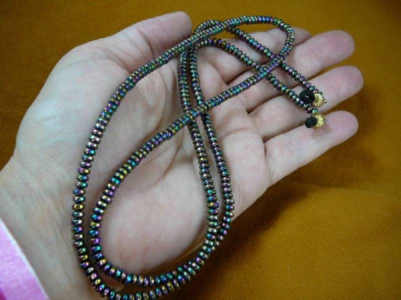 Lila Grün Regenbogen Hämatit Edelstein 32" Brillen-Perlen Leine Halter Halskette Langkette E99-4 von sharkman123
