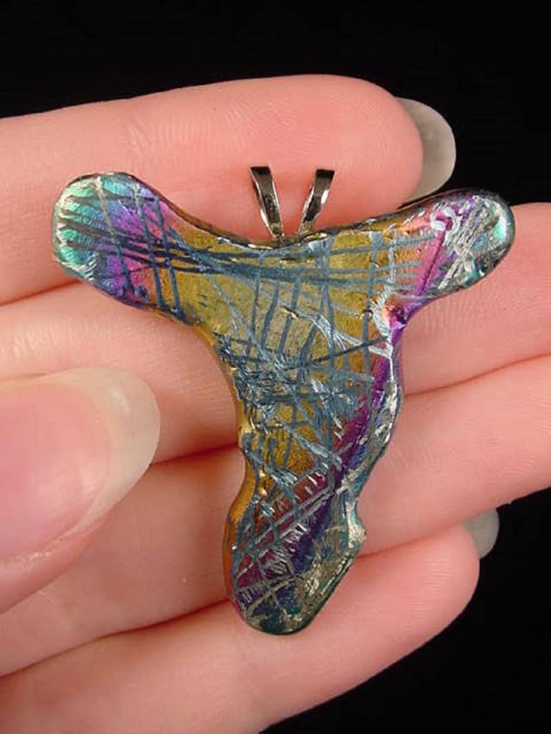 Seltsam Seltene Titan Polymorphen Blau Gelb Rosa Regenbogen Abstrakte Nugget Anhänger Schmuck Tp-138 von sharkman123