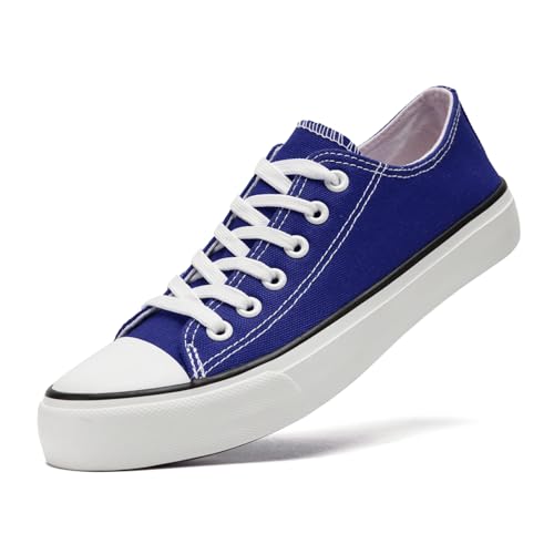 sharllen Canvas Sneakers Stoffschuhe Damen Atmungsaktive Low Top Turnschuhe Freizeit Leicht Stoff Schuhe Leinenschuhe Segeltuchschuhe(Blue 280) von sharllen