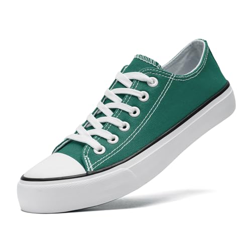 sharllen Canvas Sneakers Stoffschuhe Damen Atmungsaktive Low Top Turnschuhe Freizeit Leicht Stoff Schuhe Leinenschuhe Segeltuchschuhe(Green 255) von sharllen