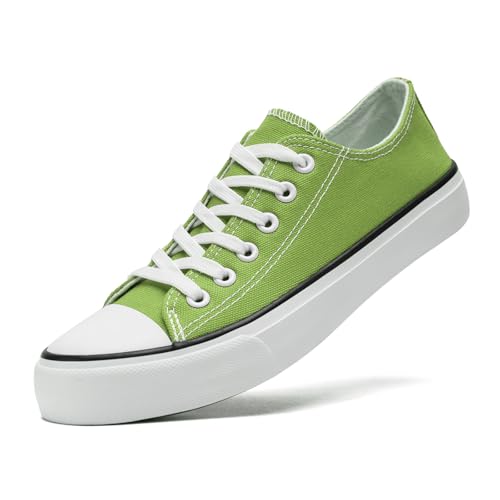 sharllen Canvas Sneakers Stoffschuhe Damen Atmungsaktive Low Top Turnschuhe Freizeit Leicht Stoff Schuhe Leinenschuhe Segeltuchschuhe(Lemon Green 275) von sharllen