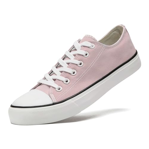 sharllen Canvas Sneakers Stoffschuhe Damen Atmungsaktive Low Top Turnschuhe Freizeit Leicht Stoff Schuhe Leinenschuhe Segeltuchschuhe(Pink 265) von sharllen